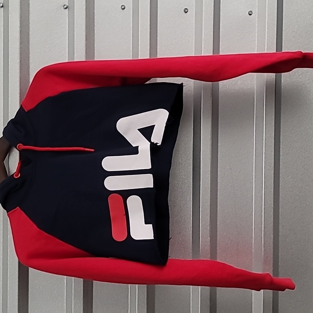 FILA Luciana cropped hoodie big logo sweater women size Small